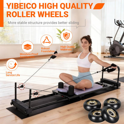 4 Pack Replacement Roller Wheels Compatible with Pilates Reformer, High-Precision Sealed Bearing Wheels for Smooth & Quiet Glide, Black Pilates Reformer Parts, 32mm Diameter 8mm Shaft