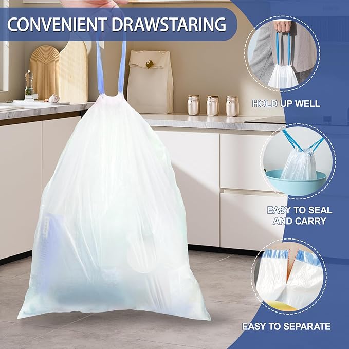 240 Count 8 Gallon Trash Bags Drawstring