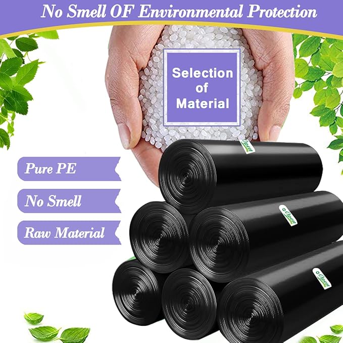 3 Gallon 120pcs Small black Trash Bags Plastic Strong black Garbage Bags