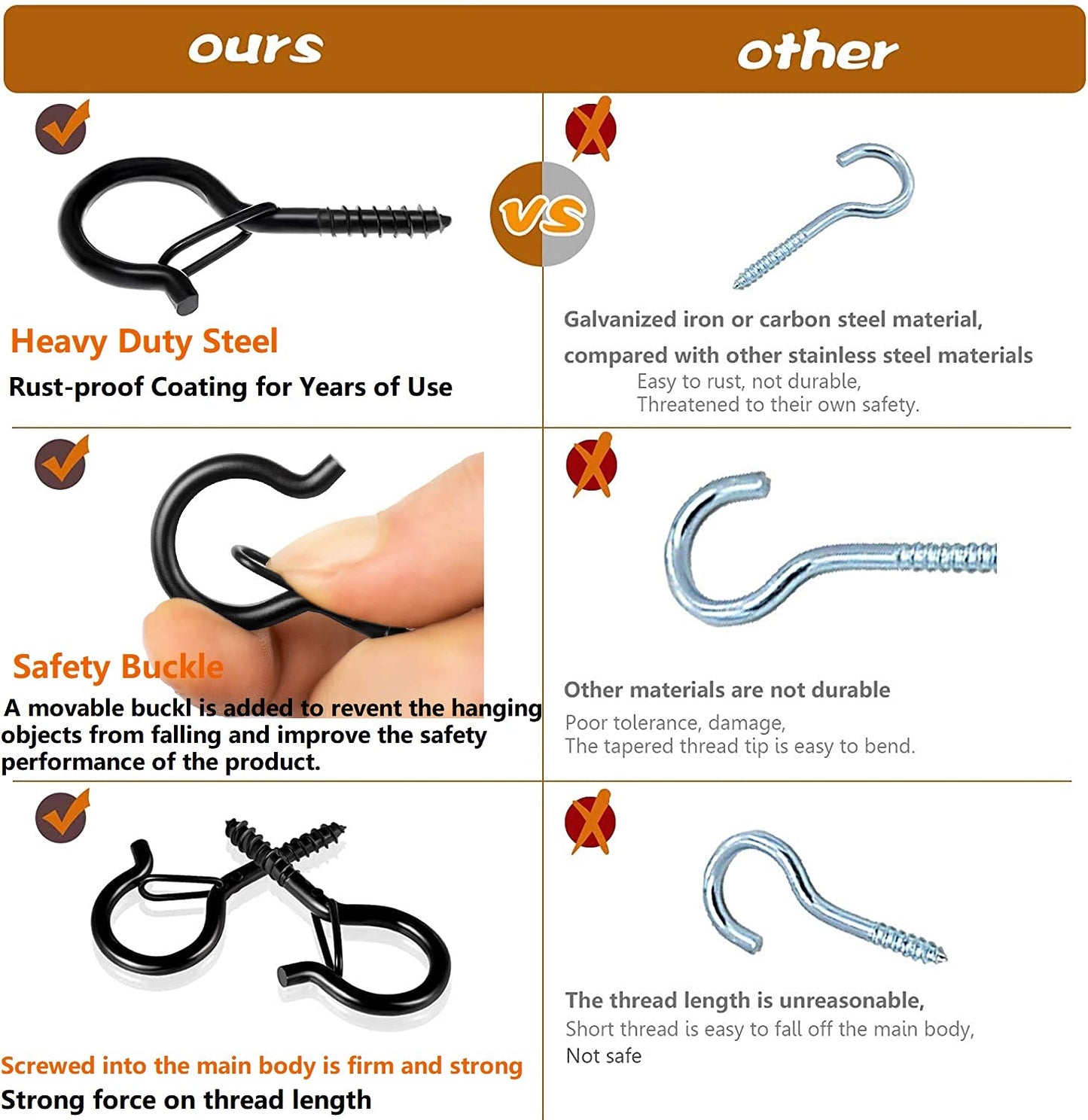 Zzbety 30 PCS Q-Hanger Screw Hooks with Safety Buckle Design, Christmas Lights Hanger Hooks, Easy to Release, Include 1 Wing Nut Driver
