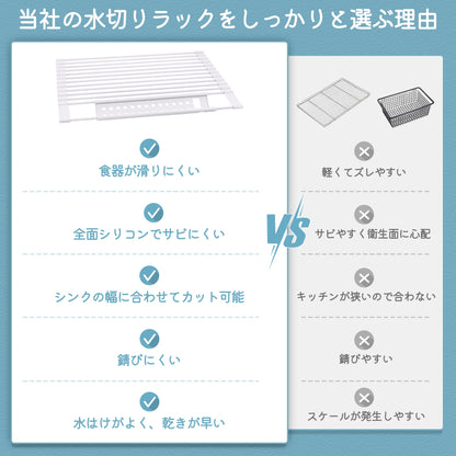 TITIROBA Dish Drying Rack, Over The Sink, Foldable, Dishes, Tray Included, Compact, Silicone, Rust-Free, Space Saving, Kitchen, Sink Dish Drying Rack, Wide, 20.5 x 12.6 inches (52 x 32 cm), Off White