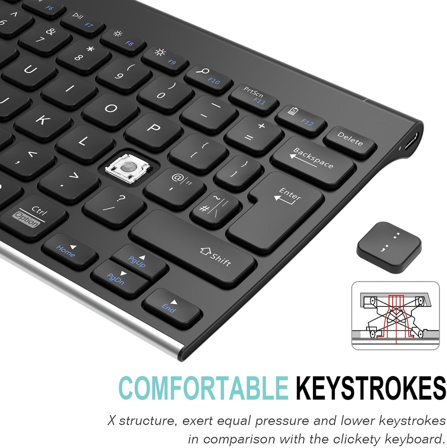 Arteck Bluetooth Keyboard, Stainless Steel Universal Portable Multi-Device Wireless Bluetooth Keyboard for iOS, Android, Windows iPad Tablet PC Smartphone