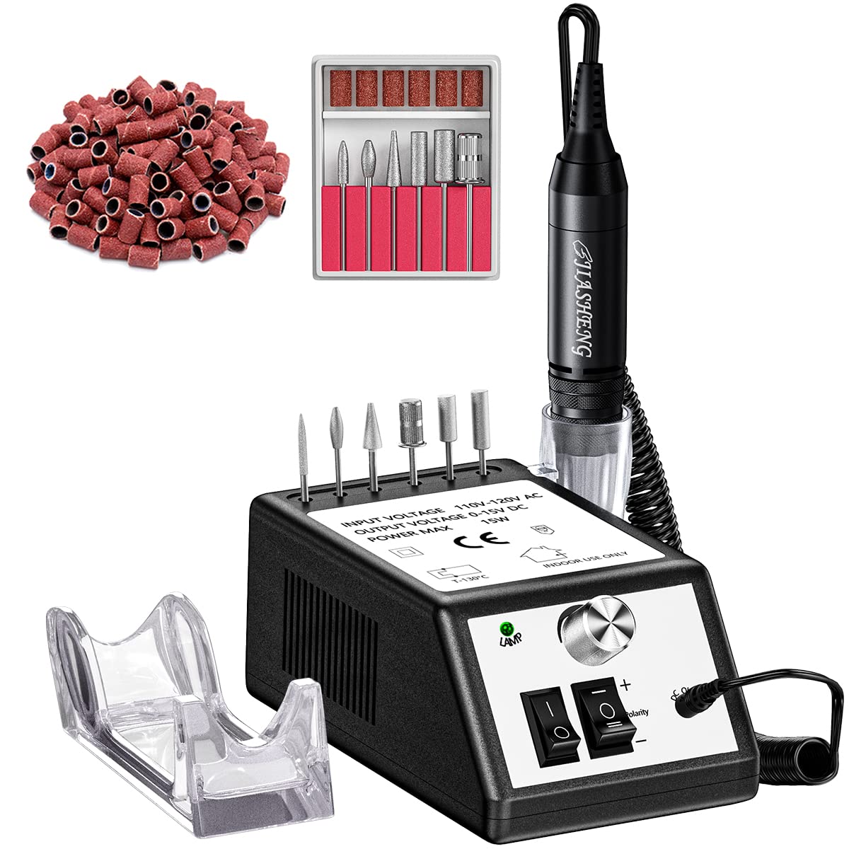 20000RPM Electric Nail Drill Professional Nail File Drill Acrylic Nails Kit for Manicure Gel Nail Polish Remover with 1 Pack of Sanding Bands(Pink)