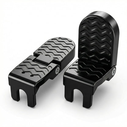 RHEOLITH Heavy Duty E-Bike Foot Pegs for 15mm(0.59") Axle ONLY, Anti-Slip Foldable Rear Pedals for Passenger, Manganese Steel Reinforced Aluminum Bike Footrests for E-Bike, MTB & Folding