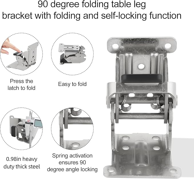 Self Locking Hinges Furniture Table Legs Locking Brackets, 90 Degree Folding