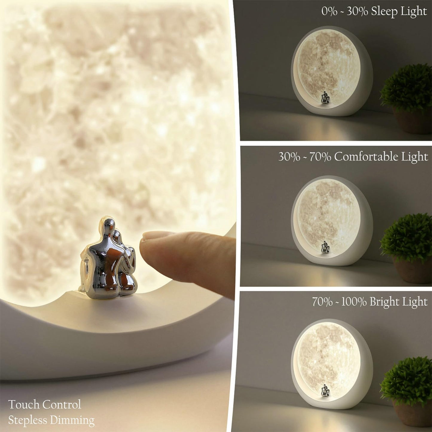 mamre Super Moon Night Light - Dimmable Table Lamp for Home Decor Unique Couple's Gift for Anniversaries, Weddings, Valentine's Day, and Christmas