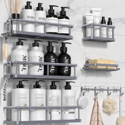 YASONIC Shower Caddy, 100% Rustproof Shower Shelves for Inside Shower, No Drilling Bathroom Organizers and Storage, 6 Pack Large Capacity Bathroom Shelves for Kitchen & Home Decor