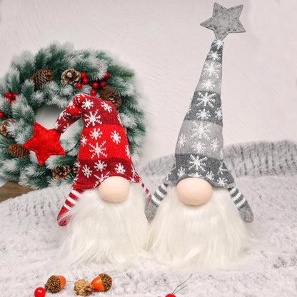 Juegoal 15" Lighted Christmas Gnome, Handmade Scandinavian Swedish Tomte, Light Up Elf Holiday Present, Battery Operated Winter Tabletop Christmas Decorations, 2 Set