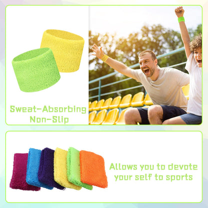 Lounsweer 72 Pcs Sweatbands for Kids Summer Camps, Sports Teams, Gym and Party Favors (Colorful)
