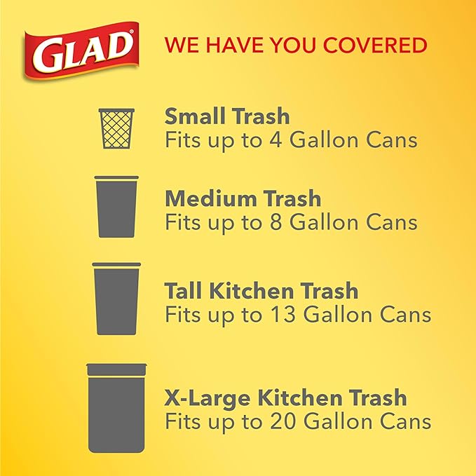 Glad Tall Kitchen Trash Bags 13 Gallon, Unscented Garbage Bags