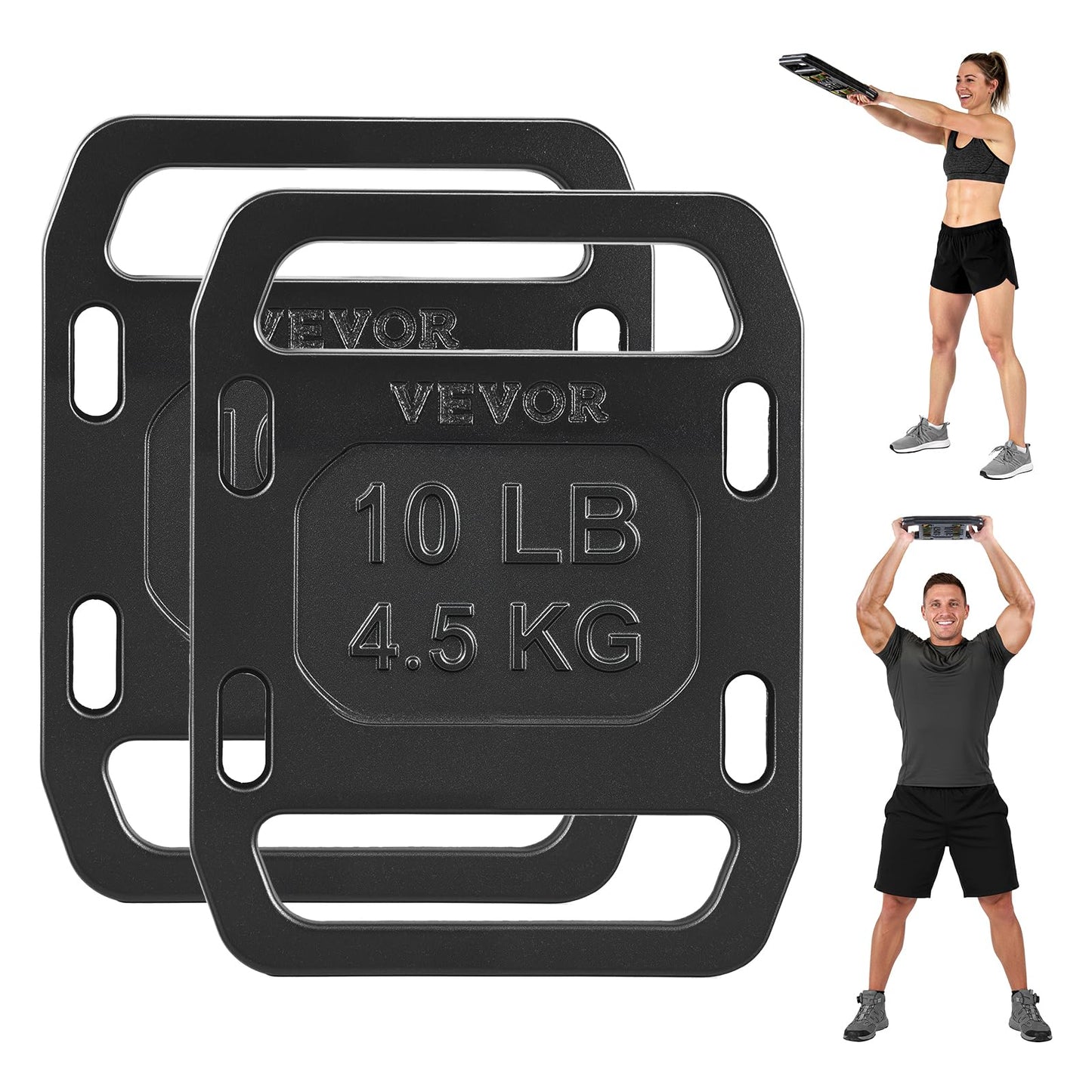 VEVOR Cast Iron Ruck Weights for Backpack, 10LB Pair Ruck Plate, Weight Plate with Smooth Handle, Textured Finish for Rucking, Hiking, Swings, Strength Training, Weightlifting, Fitness Workout