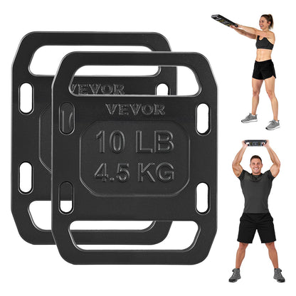 VEVOR Cast Iron Ruck Weights for Backpack, 10LB Pair Ruck Plate, Weight Plate with Smooth Handle, Textured Finish for Rucking, Hiking, Swings, Strength Training, Weightlifting, Fitness Workout