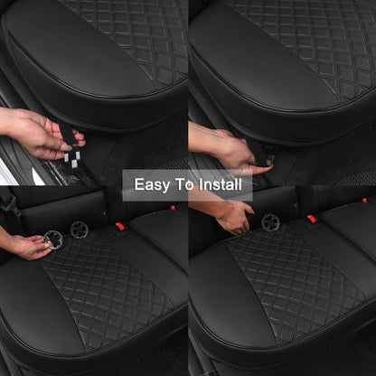 Black Panther PU Leather Rear Bench Car Seat Cover Protector Fits 90% of 4-dr Vehicles for Seat Bottom Only (Not for Pickup Truck and Large SUV), Diamond-Quilted - Black