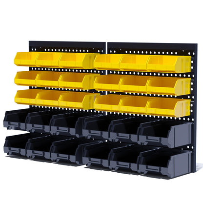 KJE 30PCS Wall Mounted Storage Bins, Plastic Tool Organizer for Garage Storage, Screws, Nuts, Bolts, Small Hardware Parts -Black, Yellow