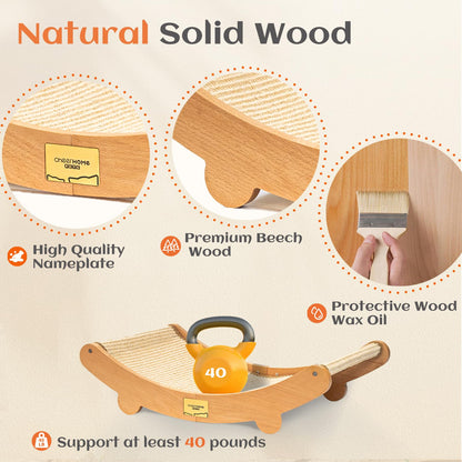 Sisal Cat Scratcher Bed for Indoor Cats Hammock for Scratching Pad Cat Chair Nartural Sisal Scratch Post for Large Cats Scratcher Lounge, Wooden Cat Furniture(Standard Edition)