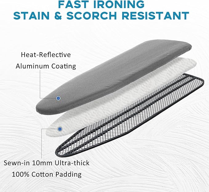 Small Ironing Board Cover 13"x43", RAINHOL Iron Board Replacement Cover and Pad