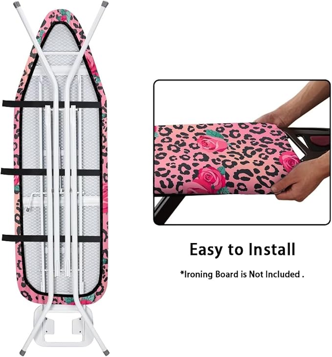 Leopard Print Rose Ironing Board Cover Dec Cover Scorch Stain Resistant Ironing