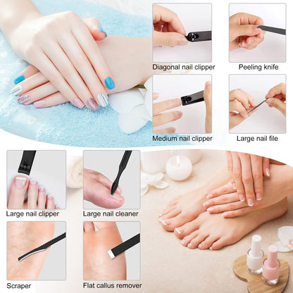 Manicure Set Pedicure Kit Womens Nail Clippers Set 32 in 1 Professional Grooming Care Tools Nail Kit Including Facial, Fingernails and Toenails Care with Travel Case Women (Rose Pink_32 in 1)