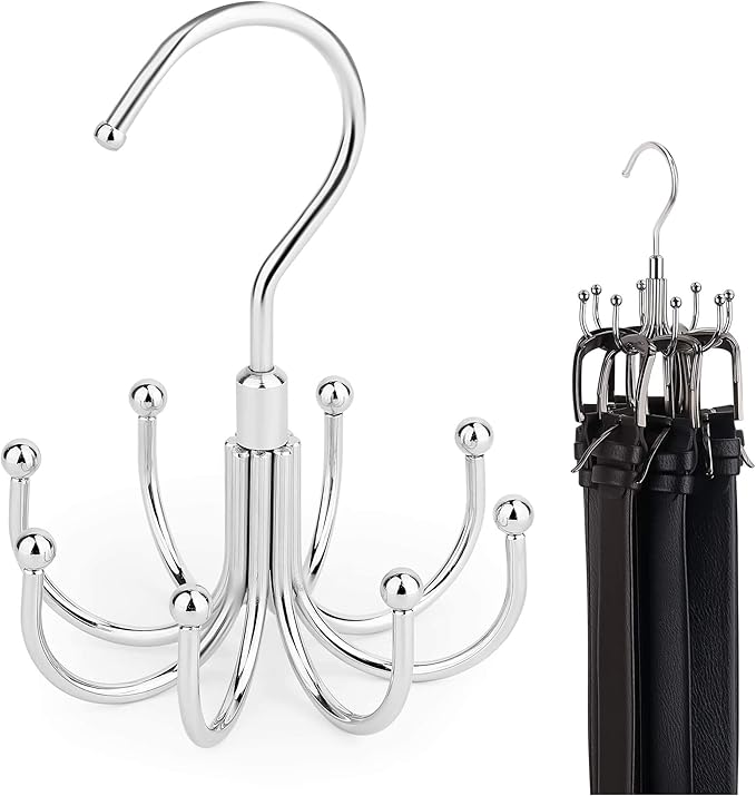 ZEDODIER Belt Organizer for Closet, Rotating Belt Hanger Rack, Space Saving