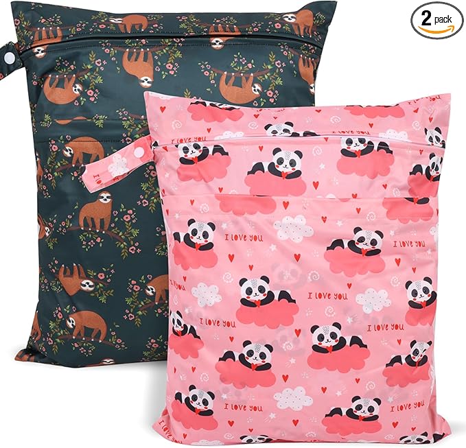 2pcs Travel Waterproof Laundry Bag, Cloth Diaper Wet Dry Bags