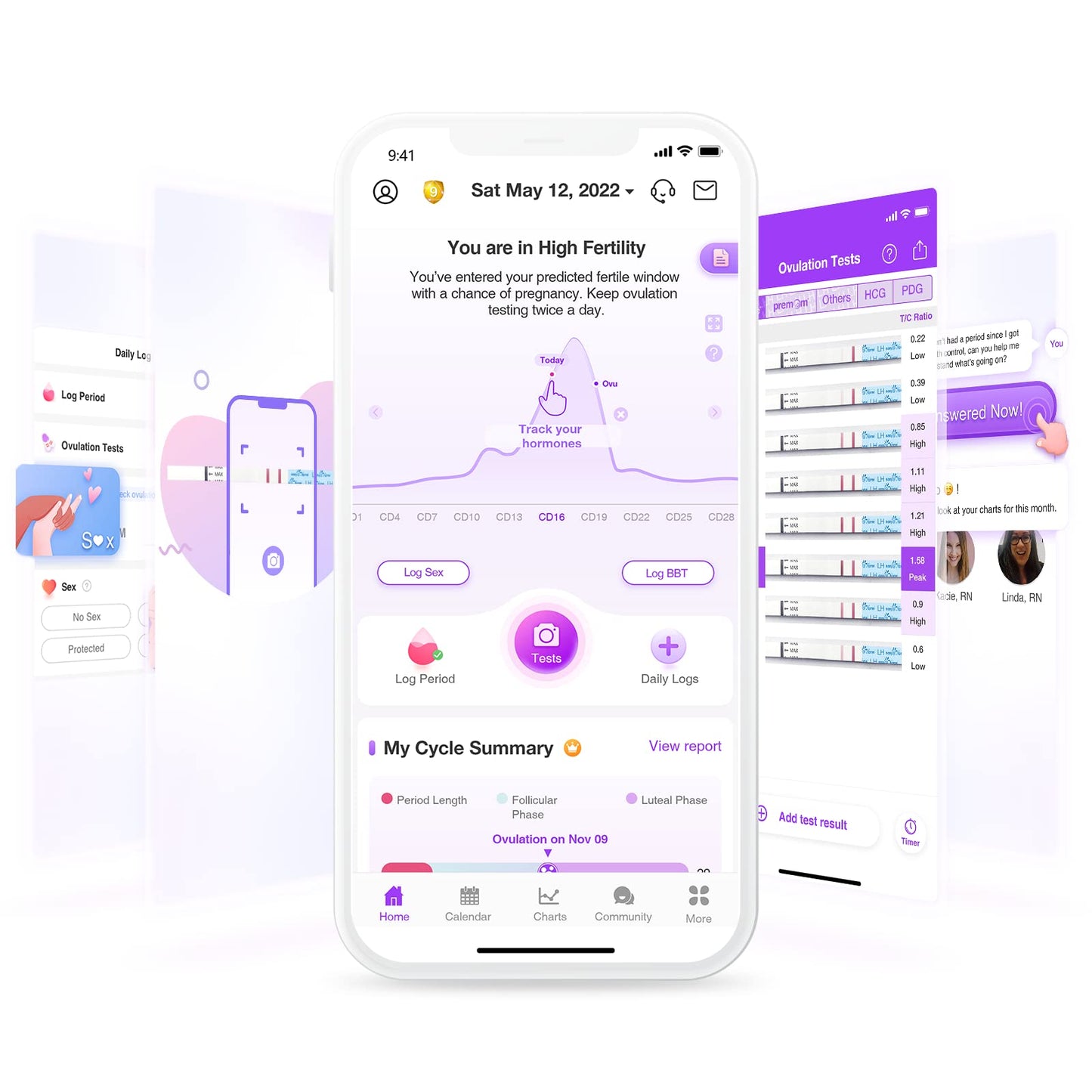 Easy@Home 50 Ovulation Test Strips and 20 Pregnancy Test Strips-Width of 5mm-Powered by Premom Ovulation Predictor iOS and Android App
