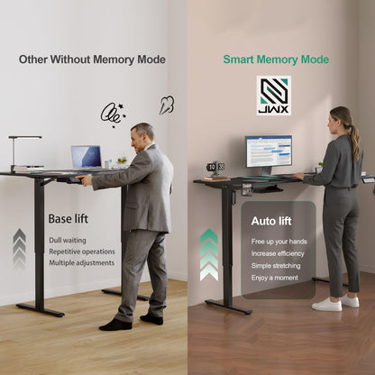 JWX Dual Motor L Shaped Standing Desk 63”, Electric Height Adjustable Gaming Desk with Memory Presets, Child Lock, Sit Stand Reminder, Carbon Fiber Desktop, Cable Management, Cup Holder
