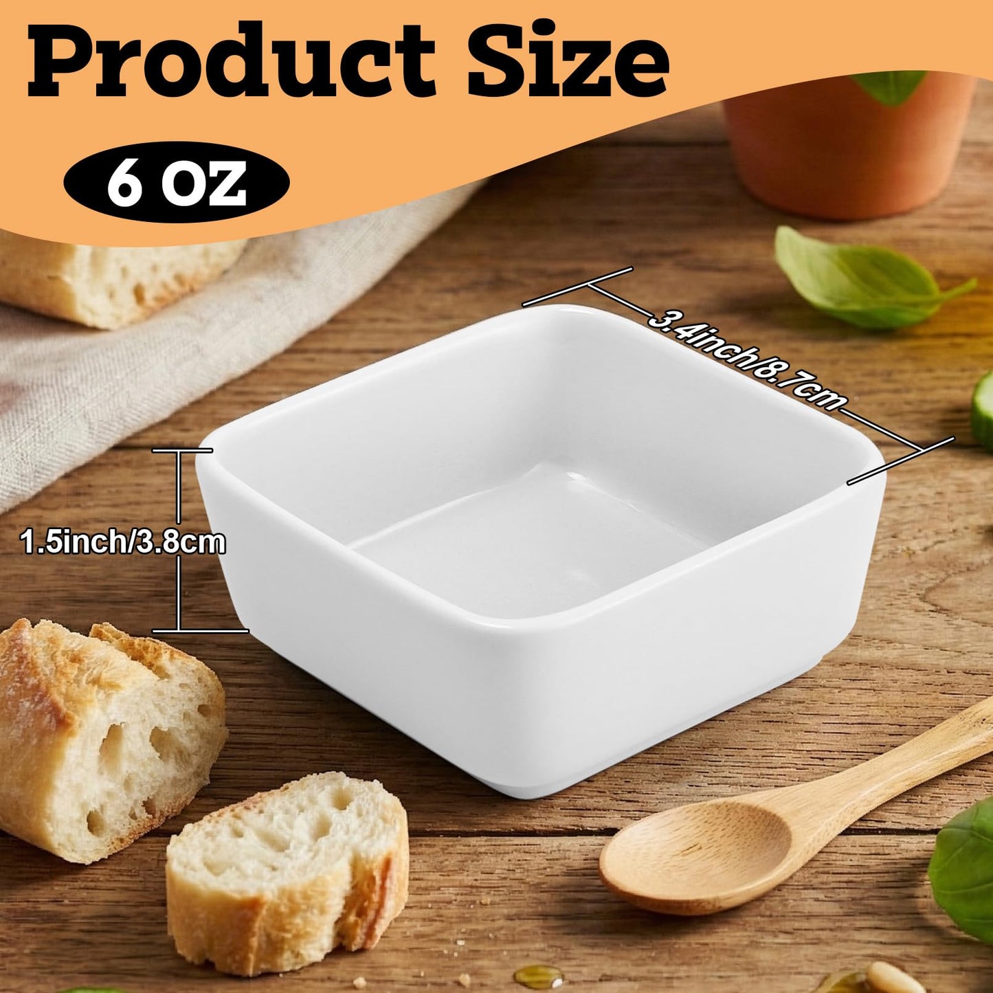 IJRPLM Ceramic Dip Bowls Set of 6, 6 Oz White Dipping Bowl, Ceramic Serving Bowl for Side Dishes, Porcelain Dipping Sauce Bowls, Soy Sauce Dishes for Soy Condiment BBQ Ketchup Sushi