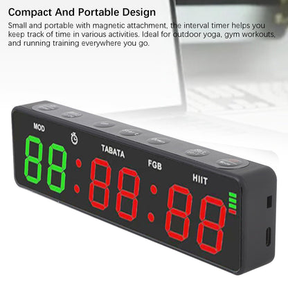 Decumeby Gym Timer, 12/24H Portable Gym Clock, Workout Interval Timer with Countdown/up & Stopwatch, Magnetic Fitness Digital for Home Garage Boxing