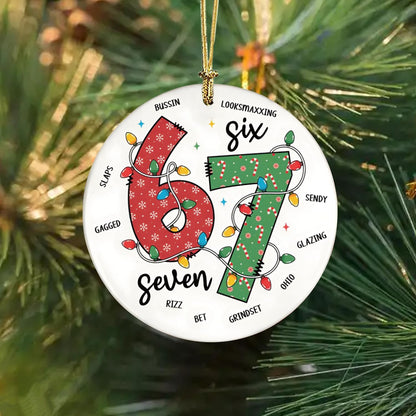 67 Christmas Tree Decoration,7Pcs Fun 67 Christmas Ornament, Cute 67 Ornament Xmas Tree Accessories Christmas Pendants Hanging, Santa Hat Gingerbread Christmas Ornament
