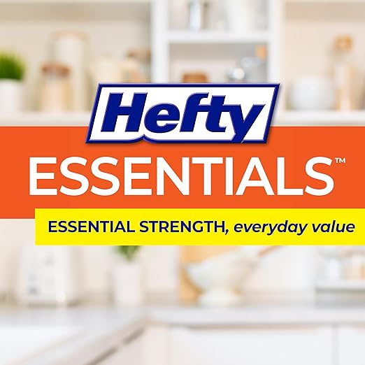 Hefty Essentials Drawstring 13 Gallon Kitchen Trash Bags, Tall Unscented Trash