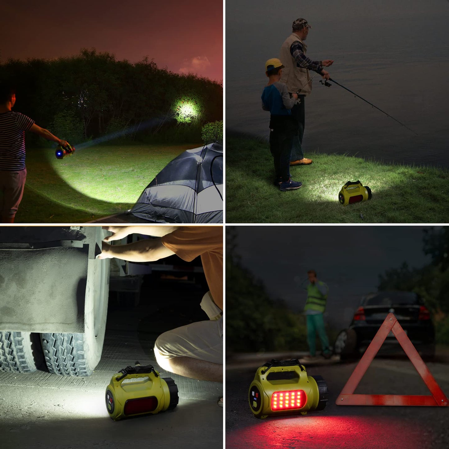 LE Rechargeable Camping Lantern, 1000 Lumen Bright LED Torch Rechargeable, 5 Modes Outdoor Searchlight with 3600mAh Power Bank, Portable Work Light for Hiking, Fishing, Power Cuts, Emergency and More