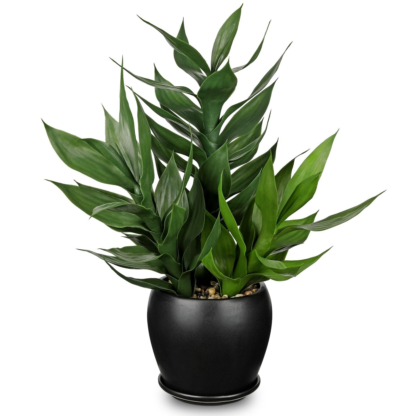 17.7" Tall Artificial Bamboo Plants Indoor Fake Plant in Black Ceramic Pot, Faux Potted Plant Silk Plants for Home Decor Indoor, Desk, Shelf, Tabletop, Office, Living Room, Entryway, Bathroom Decor