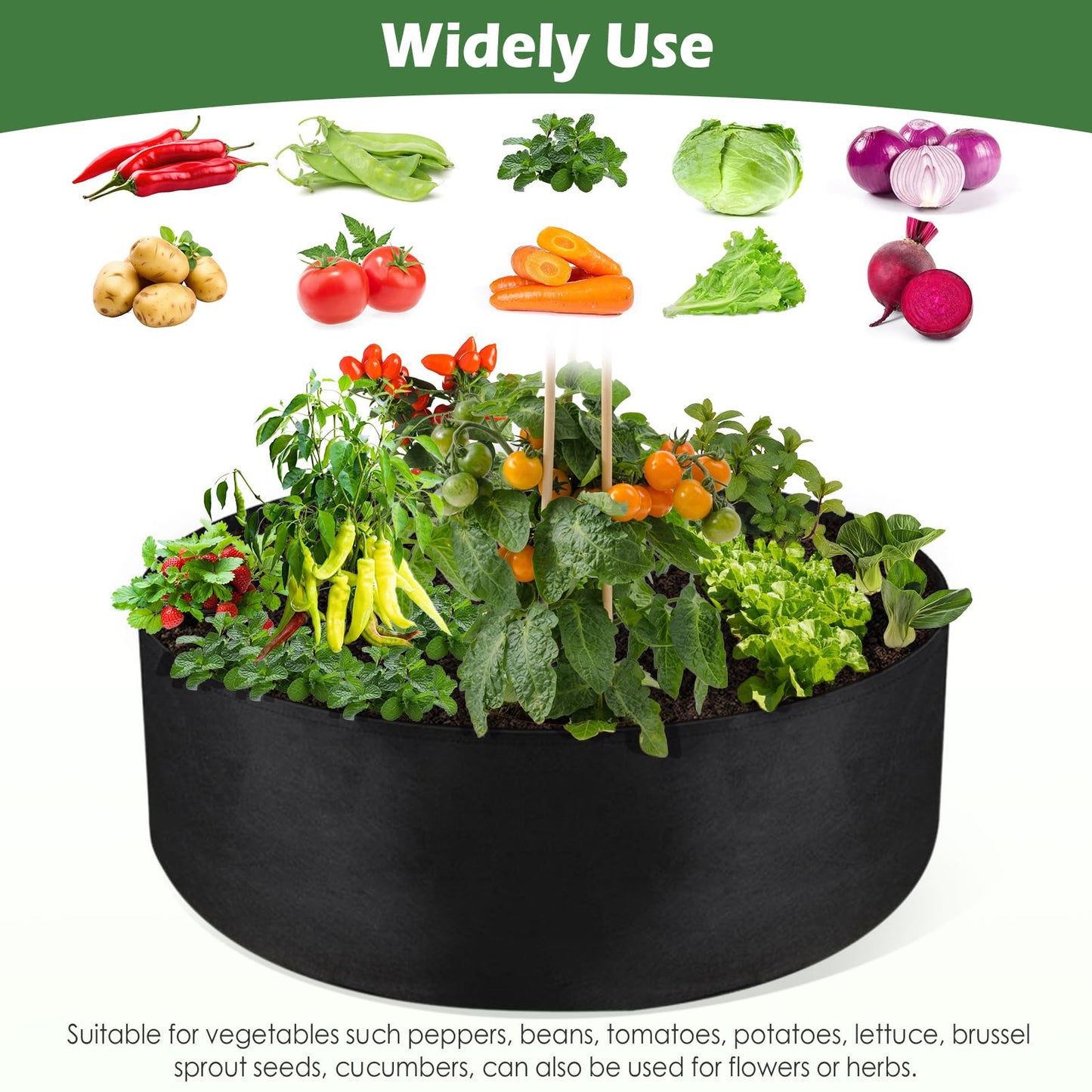 LBTING 4Pcs 30 Gallon Plant Grow Bags, Fabric Raised Planting Bed Heavy Duty Non-Woven Fabric Planter Pots for Garden Vegetables Flowers