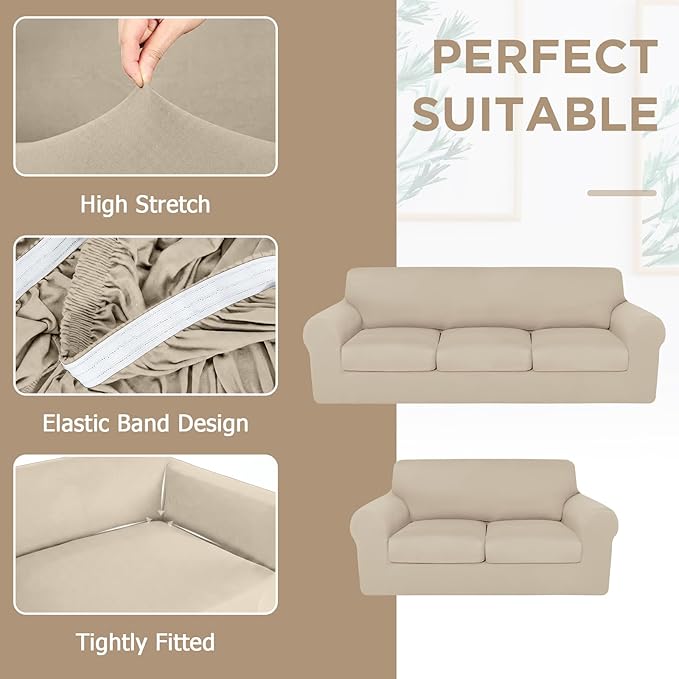 HunnmingRe Sofa Covers for 3 Cushion Couch Stretch Sofa and Loveseat Covers Set