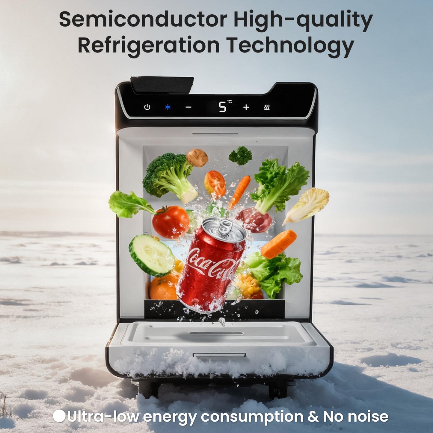AKwing Car Refrigerator for Tesla Model Y Juniper, Rear Center Console Fridge for Model Y 2026~2025, Cooler & Warmer, Portable Freezer for Camping Commuting Sports & Traveling