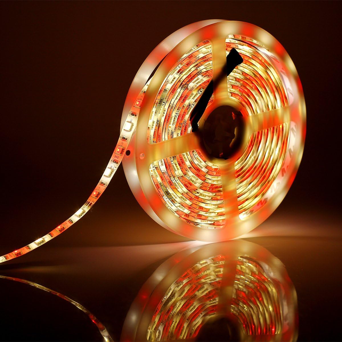 SUPERNIGHT RGBWW LED Strip Light IP65 Waterproof RGB Color Changing Rope Lighting with Warm White 3500K Color 16.4ft 300leds 5050 Tape Light (RGB + Warm White)