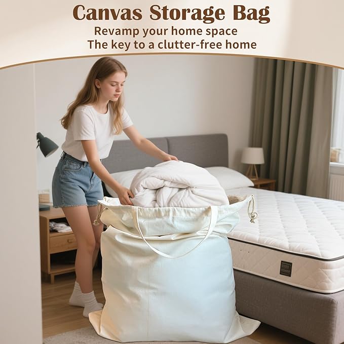 Canvas Laundry Bag 40"W x 35"H, Thick Laundry Bag
