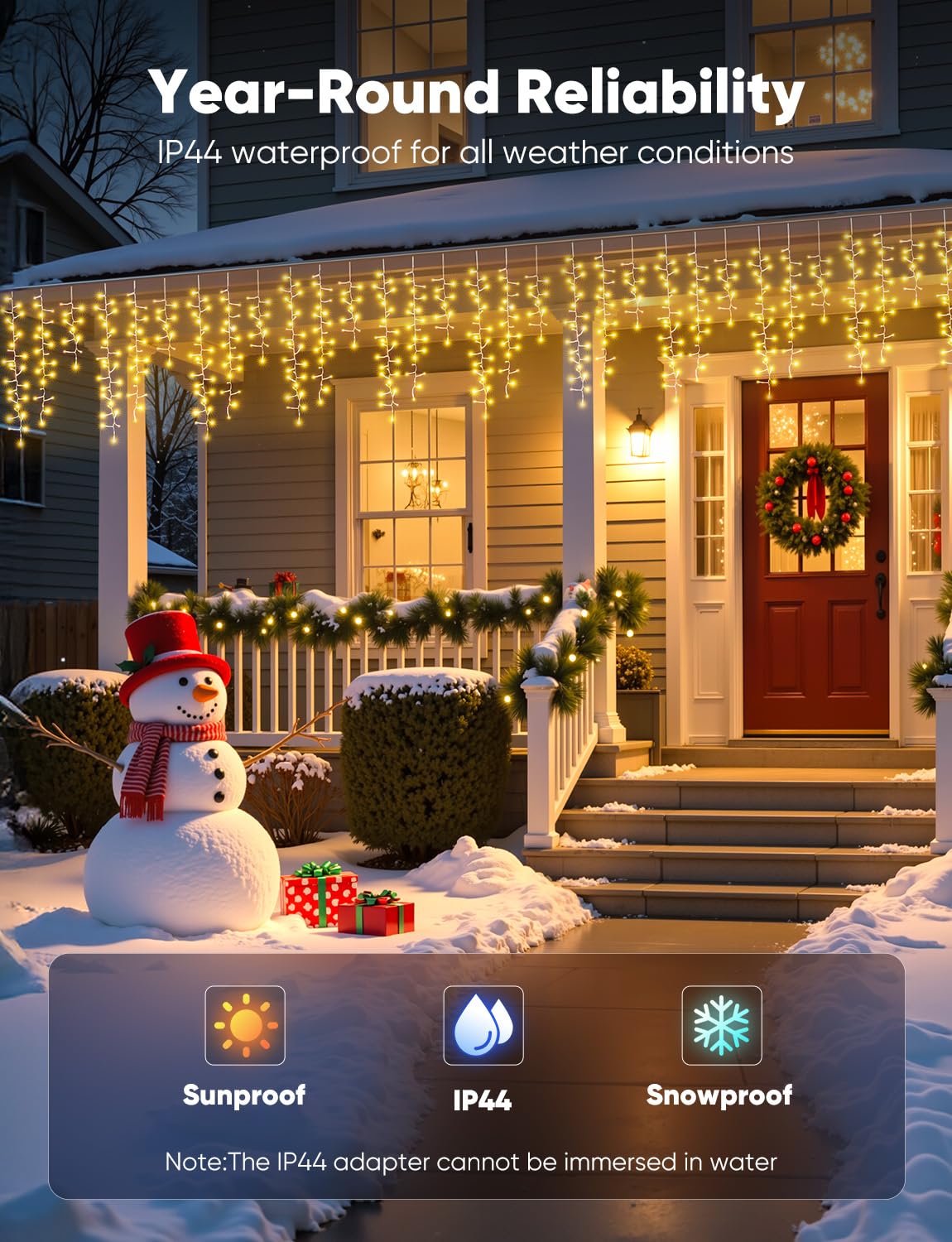 Brightown Icicle Christmas Lights Outdoor, 40FT 1200 LED Cluster Icicle Lights with 60 Drops,12 Mode, Connectable Firecracker Light with Timer, Waterproof Christmas Light Outdoor, Warm White