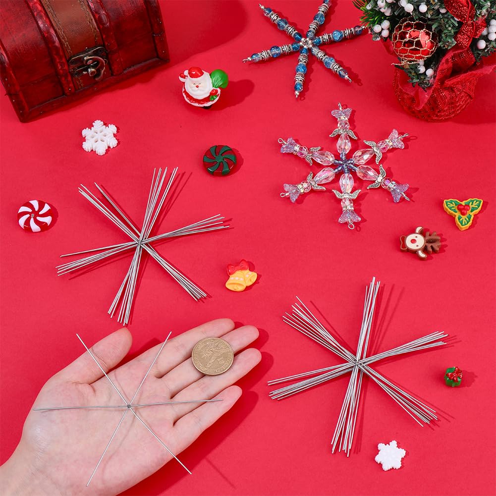 SUNNYCLUE 30Pcs Snowflake Wire Frames Snowflake Forms Bulk Silver Iron Christmas Decor Alloy Holiday Winter Xmas Bead Ornaments Wire for Making Party Decorations DIY Crafting Supplies Beading Project
