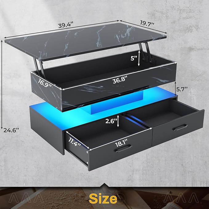 SEDETA 40" Lift Top Coffee Table, Coffee Tables