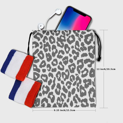 Nerxy Leopard Grip Bag - Grey Gymnastics Grip Bag Cheetah Print Gymnasts Gym Bag Drawstring Gift Bag Gym Storage Pouch for Sports Party Favors