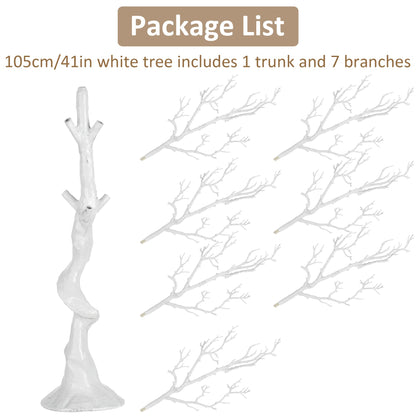 Sziqiqi Ornament Display Tree White Artificial Trees 3.4FT Tall Fake Decorative Manzanita Tree for Table Centerpiece Wedding Party Birthday Garden Christmas Decorations
