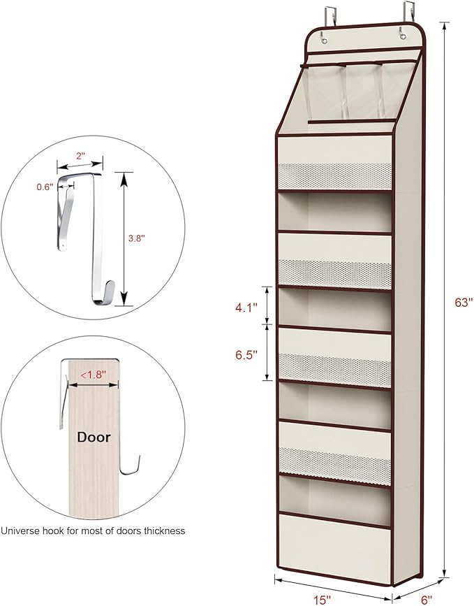 Univivi 6-Shelf Over Door Hanging Organizer Fabric Baby Door Storage