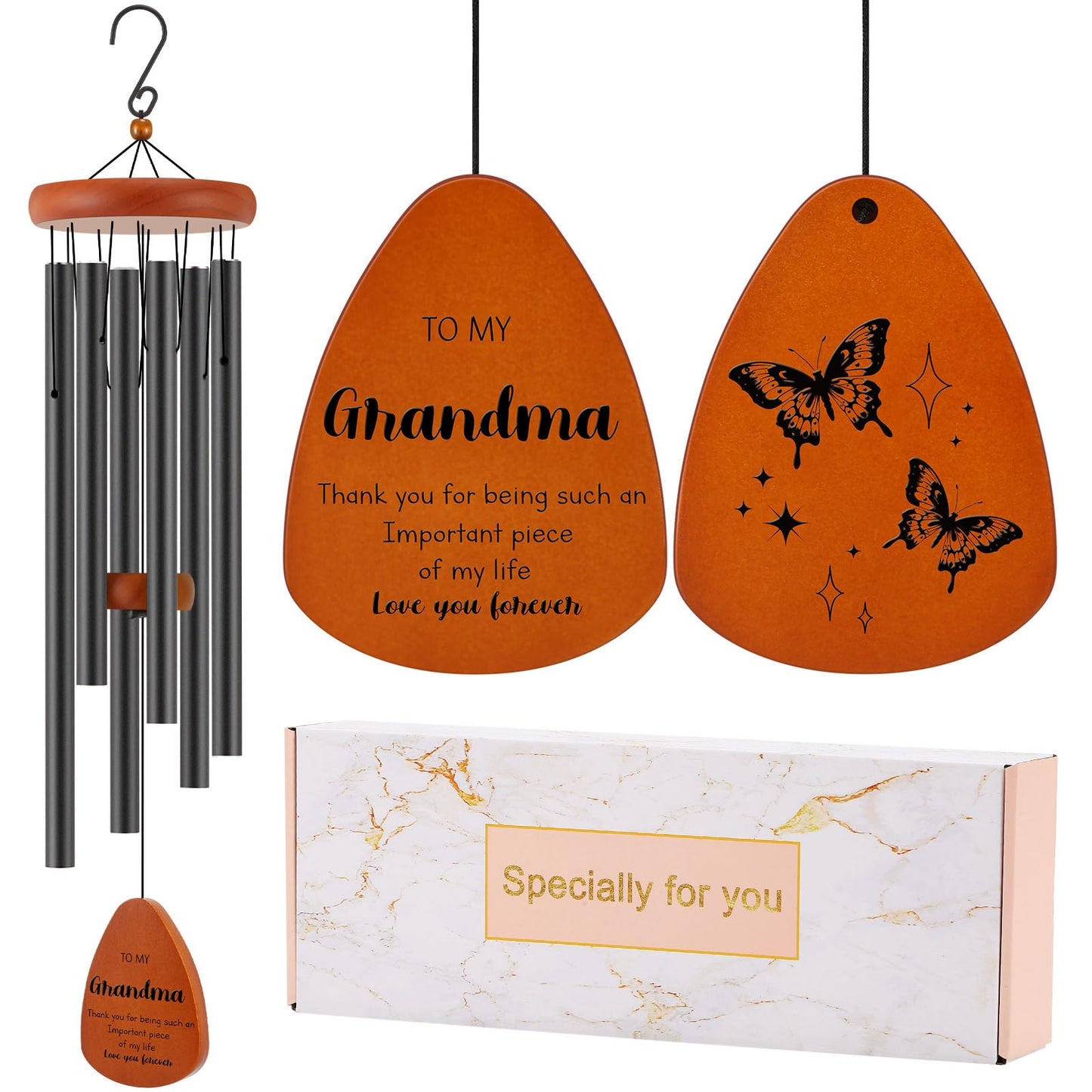 Birthday Gifts for Grandma, Grandmother Gift for Birthday, Mothers Day, Thanksgiving, Christmas, 32 Inch Wind Chimes Gift for Home Decor