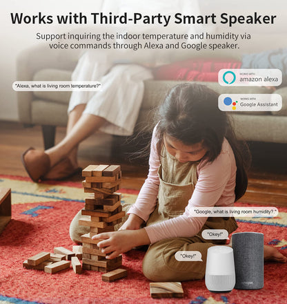 3-Pack WiFi Temperature Humidity Sensor: Wireless Temperature Humidity Monitor with App Alert, Free Data Storage Export, Smart Indoor Thermometer Hygrometer Compatible with Alexa Google Assistant