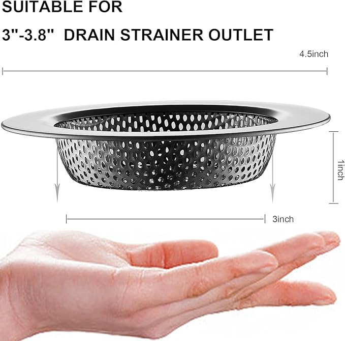 LASSHSWA Kitchen Sink Strainer Stainless Steel, Kitchen Sink Drain Strainer