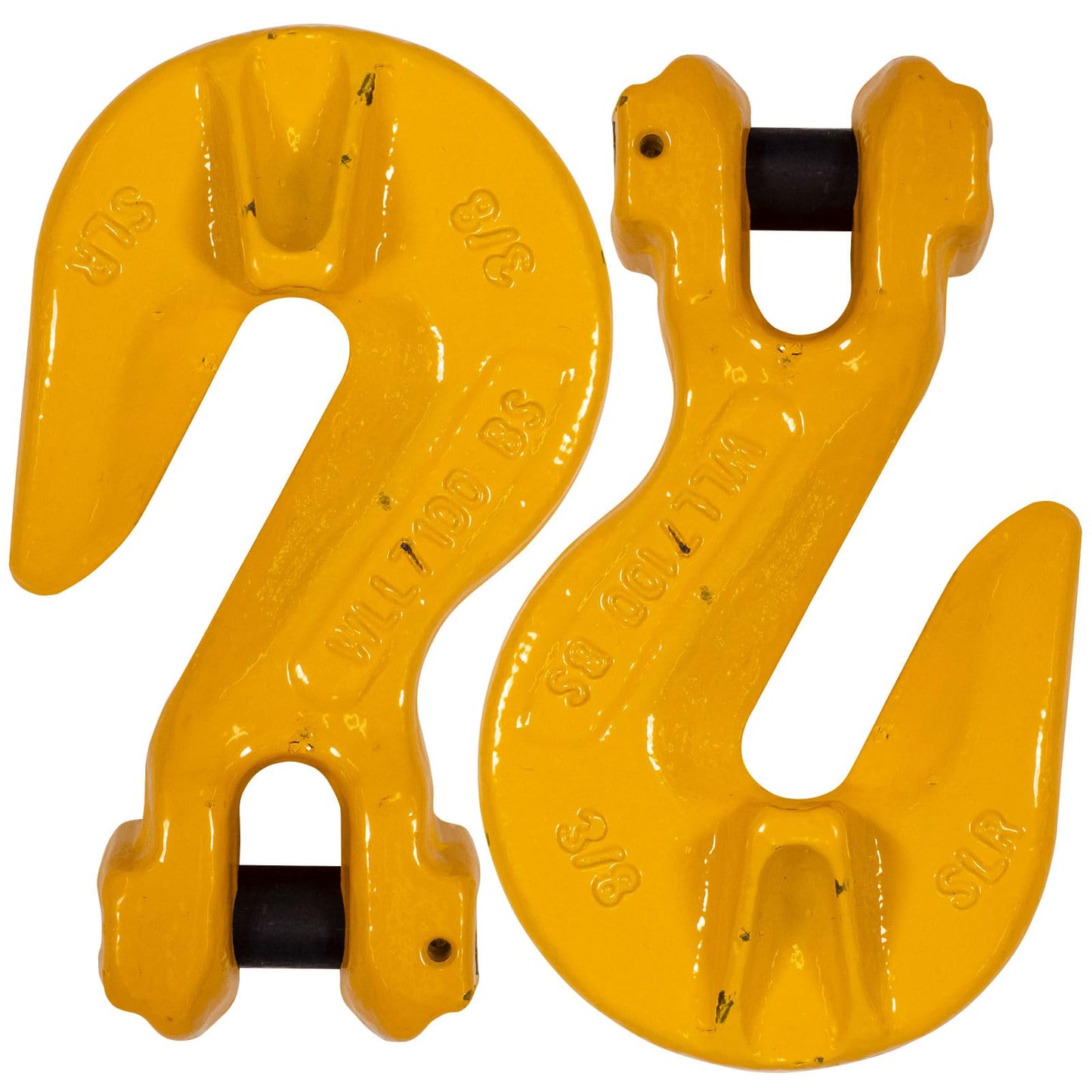 US Cargo Control 3/8 Inch Clevis Grab Hooks (2-Pack), G80 Chain Hooks, 7,100 LBS Working Load Limit, Chain Clevis Hooks for Lifting, Hauling, Towing, Trailers, & Chain Binders