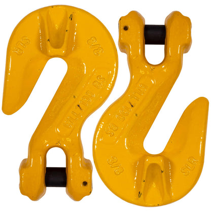 US Cargo Control 3/8 Inch Clevis Grab Hooks (2-Pack), G80 Chain Hooks, 7,100 LBS Working Load Limit, Chain Clevis Hooks for Lifting, Hauling, Towing, Trailers, & Chain Binders