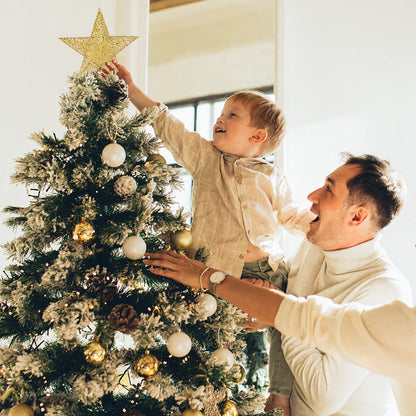 Christmas Tree Star Topper, Metal Xmas Tree Topper Star Christmas Decoration Glittered Tree-top Star for Festive Christmas Decor Holiday Ornament or Home Decor (Gold, 6 inch)