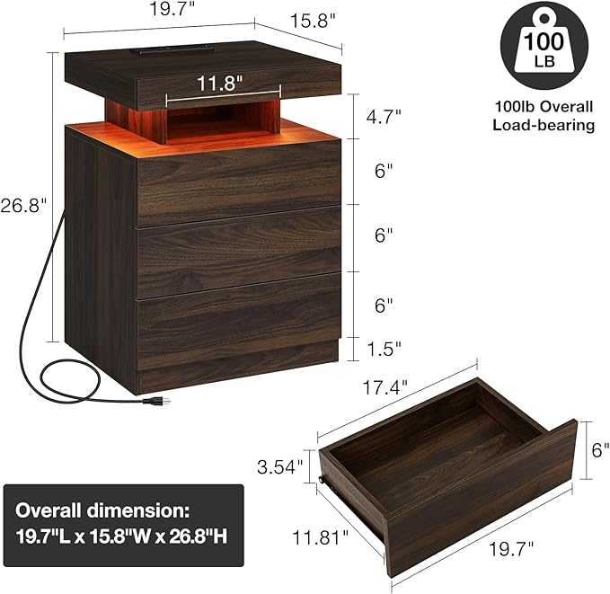 HOMMPA Rustic Brown Nightstand